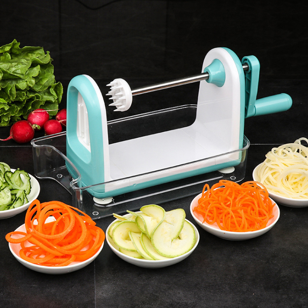 One Stop Shopping Multifunction Spiral Shredder 5 Stainless Steel Blades Carrot Grater Chopper Mandoline Spiral Vegetable Slicer