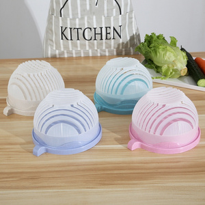 One Stop Shopping Salad Maker Kitchen Colander Fresh Fast Fruit Vegetable Salad Chopper Slicer Serving Salad Cutter Bowl