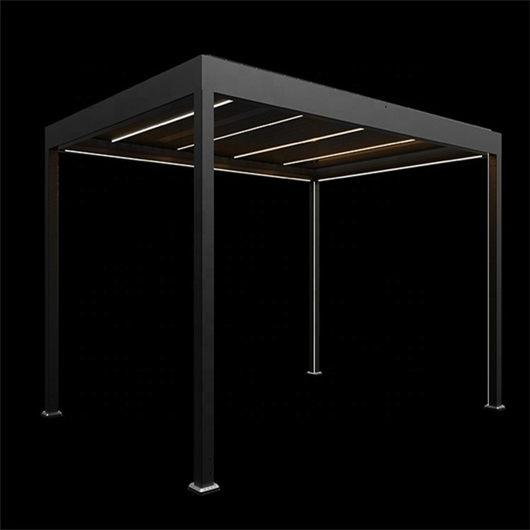 Modern Design european style pavilion Aluminium Louvered Pergola chinese pavilion Waterproof With Lights gazebo bar