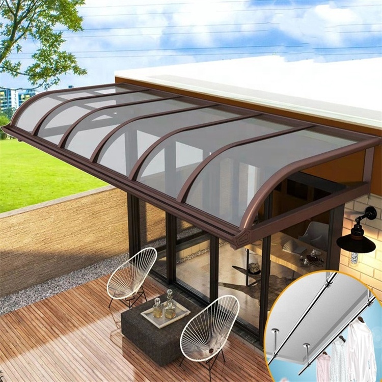 Shop Front Canopy Hot Sale Diy Outdoor Porch Garden Sunshade Led Canopy Polycarbonate Roof Gazebo