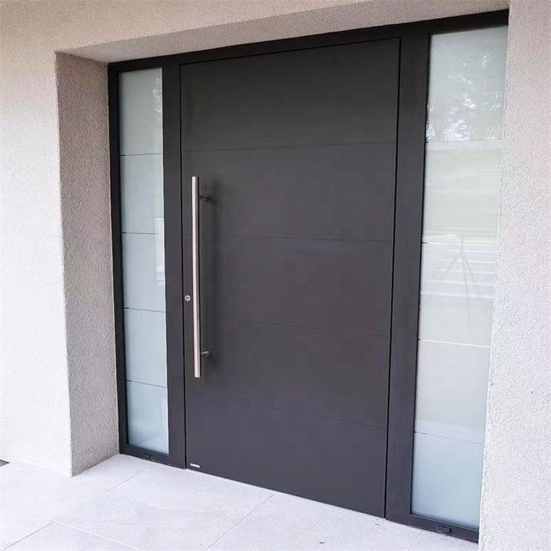 Good Price Entry Doors With Glass Pivot Central Entrance Door With Side Light Modern Oval Glass Spiral  Entry Double Door