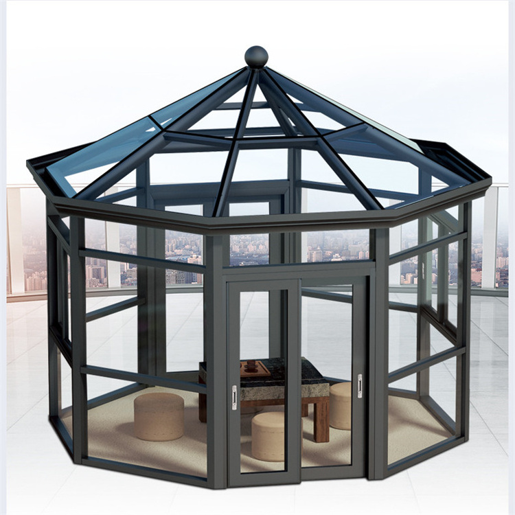 Guangzhou Manufacturer Aluminum Prefabricated Conservatory Glass House Solarium Tempered Glass Sunroom