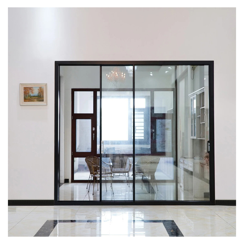 D-TOP SHENZHEN 2023 security aluminum alloy 4 panel glazed sliding glass door from china Slim Sliding Door For house