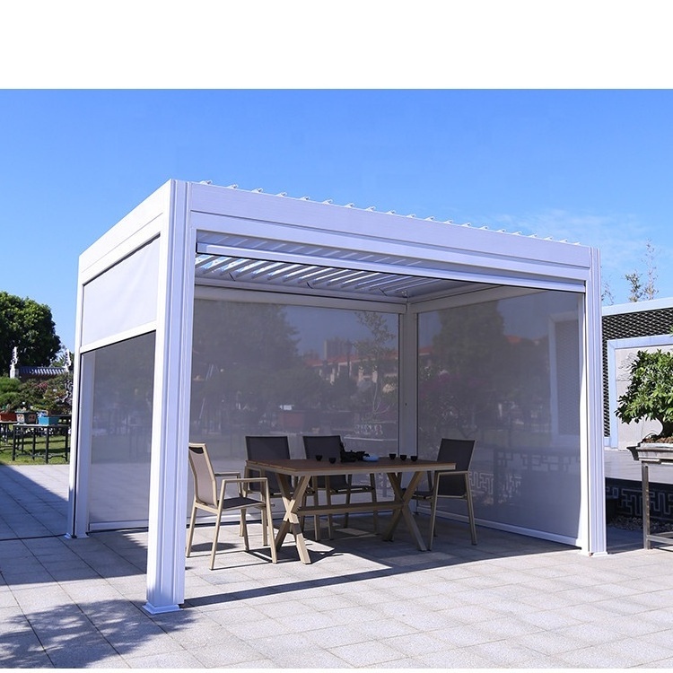 Garden Free Standing Waterproof Motorized Aluminio Louver Pavilion Gazebo Ultraviolet-proof Custom Bioclimatic Aluminium Pergola