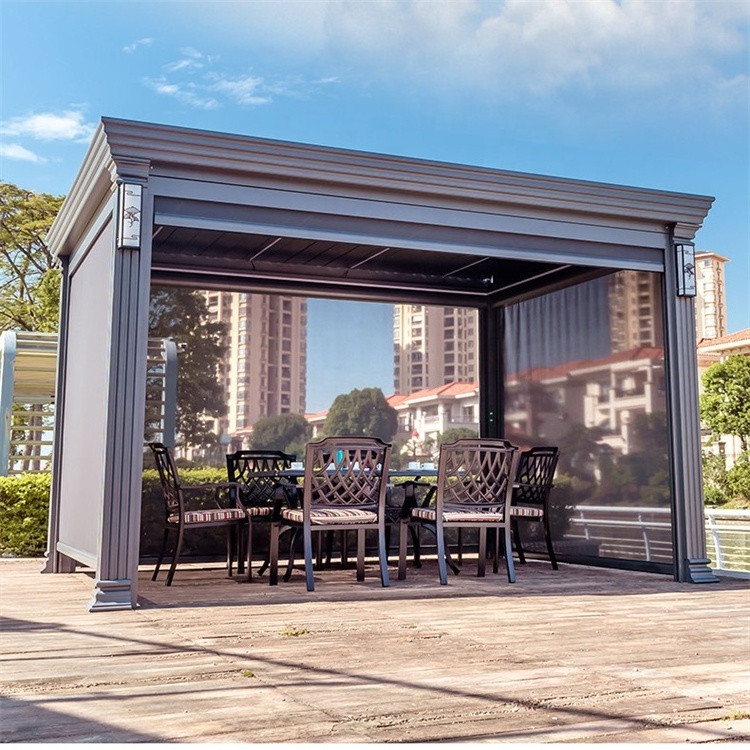 Motorized Aluminium Roof  Solar Roofing Materials Retractable Awning Steel Galvanized Gazebo Aluminum Pergola