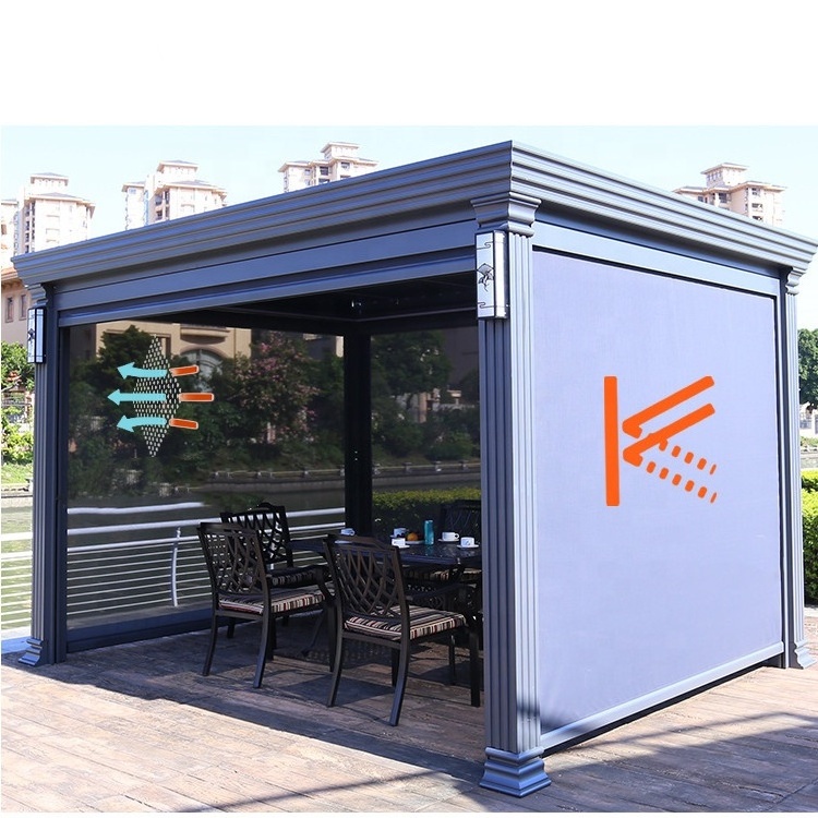 Motorized Aluminium Roof  Solar Roofing Materials Retractable Awning Steel Galvanized Gazebo Aluminum Pergola