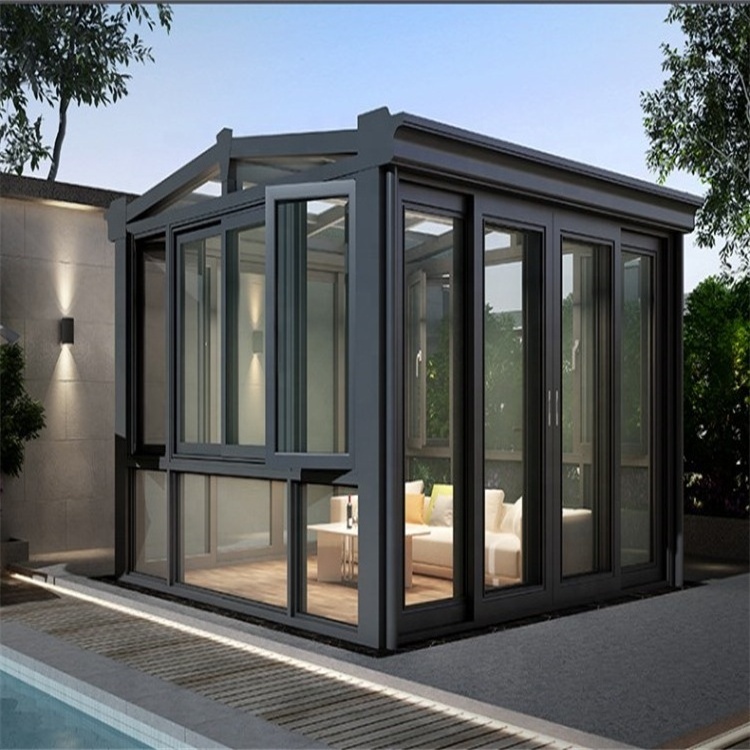 Sun Glass Room Prefab Winter Sun Room Aluminum Glass Pavilion For Rest Sun Room Glass House Outdoor Aluminium