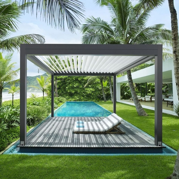 Topwindow Aluminum Flooring Tiles Terrace Outdoor Blinds Sun Shade Louver Gazebo Alu Aluminium Modern Pergola