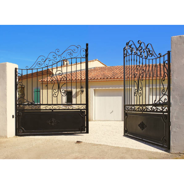 D-TOP arch steel doors wrought iron villa gate designs door aluminum glass black outdoor and indoor french  iron door for house