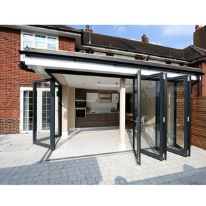 10 Years Quality Warranty Exterior Double Glazed Aluminium Corner Folding Door