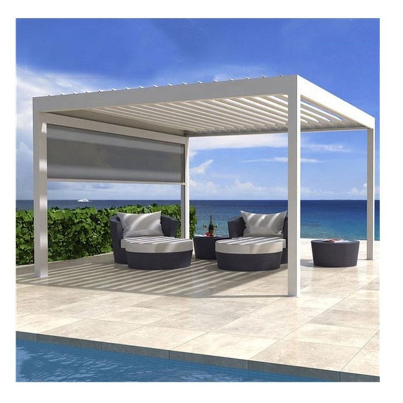 Motorised Outdoor Gazebo Modern Aluminium Louvre Roof Bioclimatic Waterproof Pergola for Sunshade