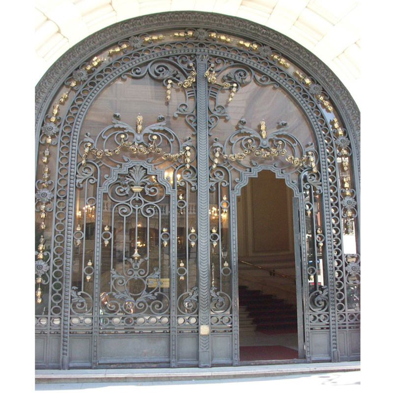 D-TOP arch steel doors wrought iron villa gate designs door aluminum glass black outdoor and indoor french  iron door for house