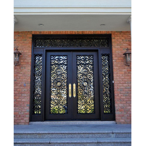 D-TOP arch steel doors wrought iron villa gate designs door aluminum glass black outdoor and indoor french  iron door for house