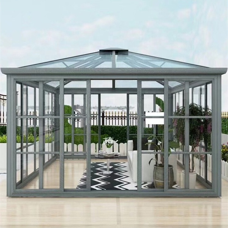 Guangzhou Manufacturer Aluminum Prefabricated Conservatory Glass House Solarium Tempered Glass Sunroom