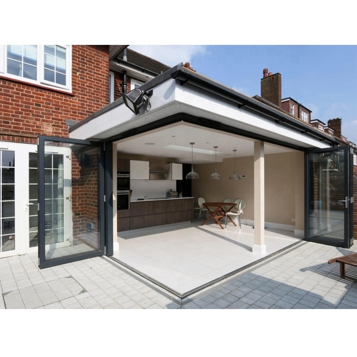 10 Years Quality Warranty Exterior Double Glazed Aluminium Corner Folding Door