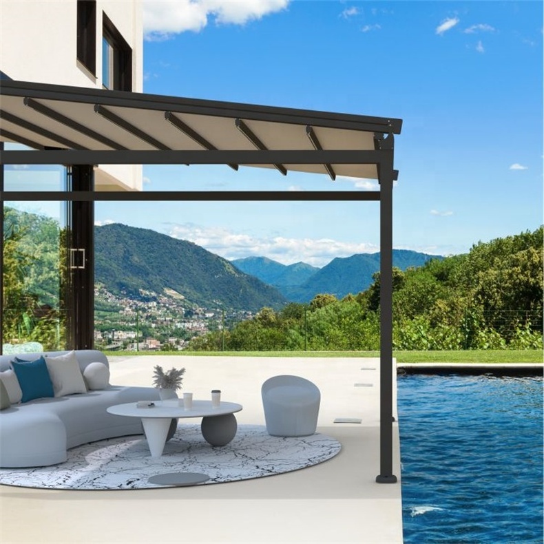 Patio Cover Roof Aluminum Outdoor Waterproof 6X6M Awning Pergola  Retractable Balcony Roof