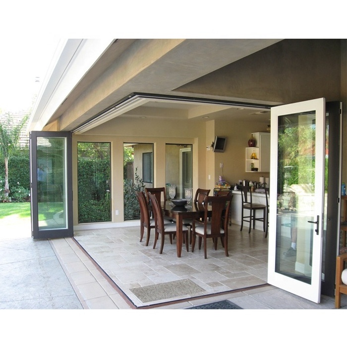 10 Years Quality Warranty Exterior Double Glazed Aluminium Corner Folding Door