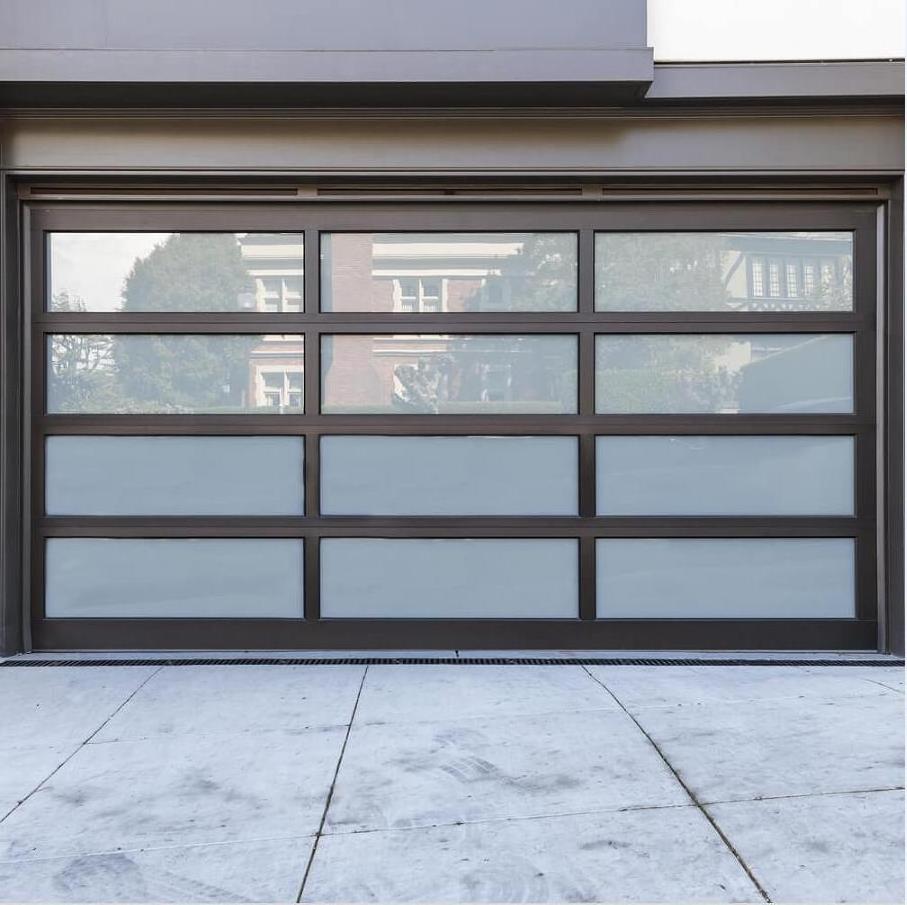 12x7/9x7 Modern Electronically Insulated Clear Glass Panel Garage Door