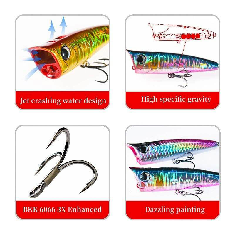 Jetting Inner Ball Hot Sales 8.5g15g Popper Fishing Lures Topwater Floating Bait Hard Lure Z Shape For Bass Snakehead