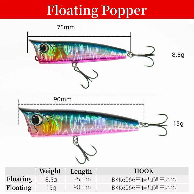 Jetting Inner Ball Hot Sales 8.5g15g Popper Fishing Lures Topwater Floating Bait Hard Lure Z Shape For Bass Snakehead