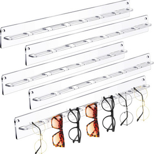 Wholesale  clear acrylic eyewear storage rack Wall Mounted Clear Acrylic Sunglasses Hanger Rack Eyewear Display Rail Holder