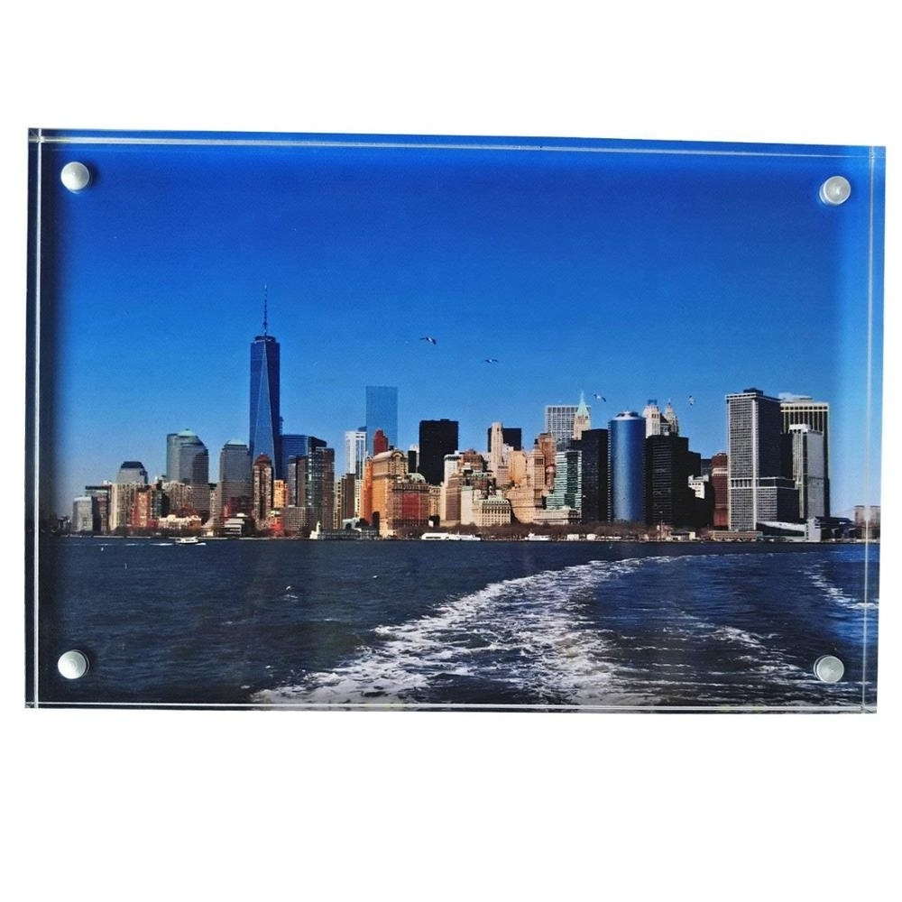 Clear Acrylic Magnetic Photo Frame Block 3x4 inches Picture Display Desktop Bookshelf Standing,Double Sided Thick Picture Frames