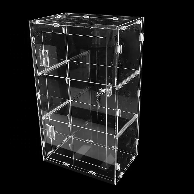 countertop pop wholesale custom clear acrylic display cabinet locking acrylic showcase clear acrylic display case with lock