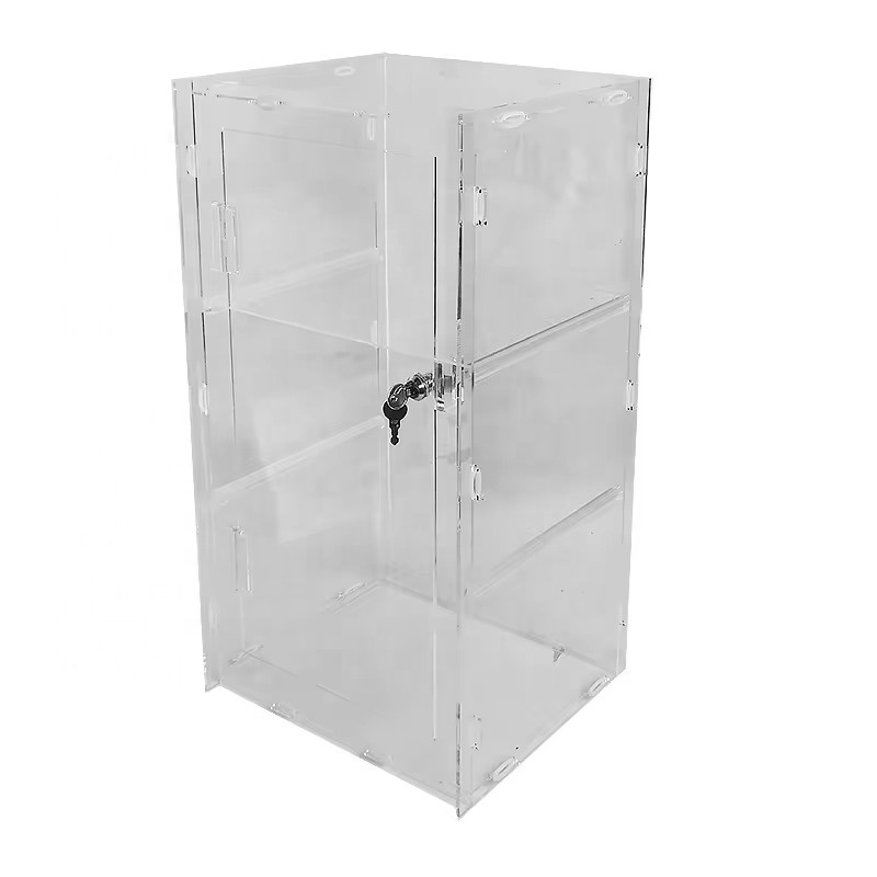 countertop pop wholesale custom clear acrylic display cabinet locking acrylic showcase clear acrylic display case with lock