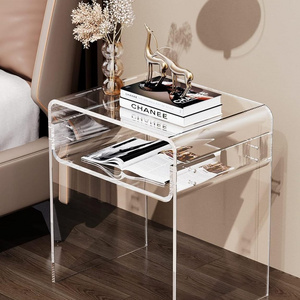 Acrylic Nightstand Acrylic Side Table Lucite S-Shaped End Table for Living Room Bedside Table for Bedroom