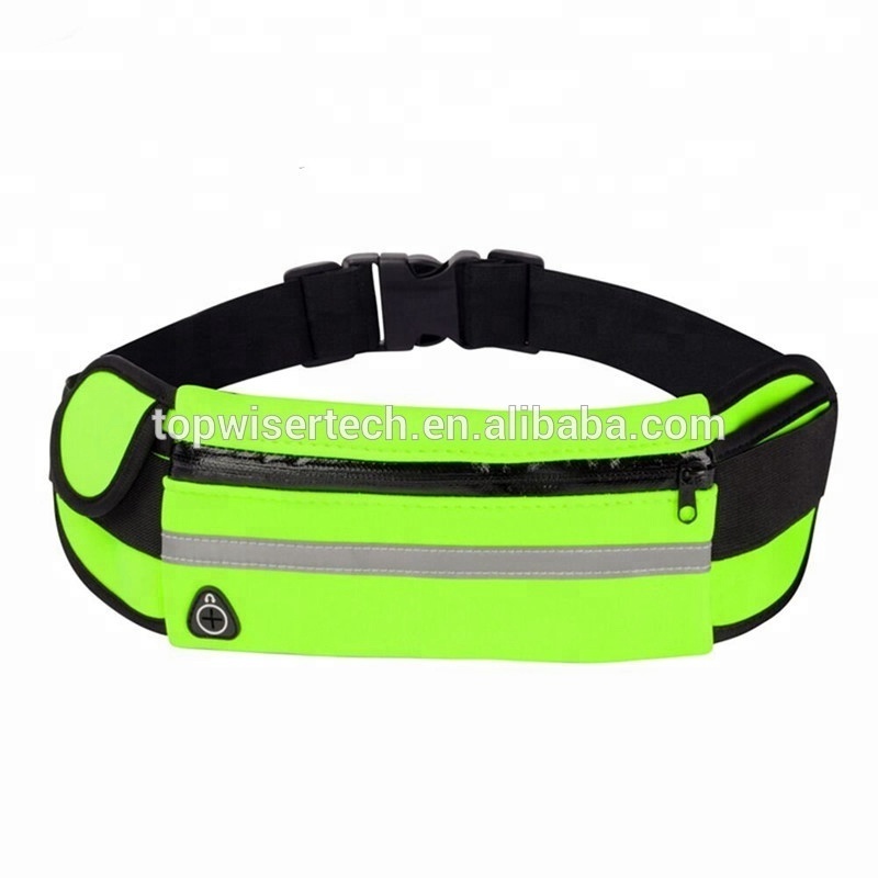 Wholesale Adjustable elastic neoprene waterproof fitness colorful fanny pack belt running sports waist bag for iphone xs max