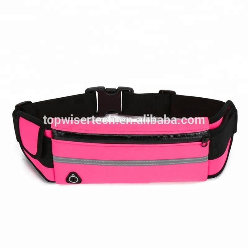 Wholesale Adjustable elastic neoprene waterproof fitness colorful fanny pack belt running sports waist bag for iphone xs max