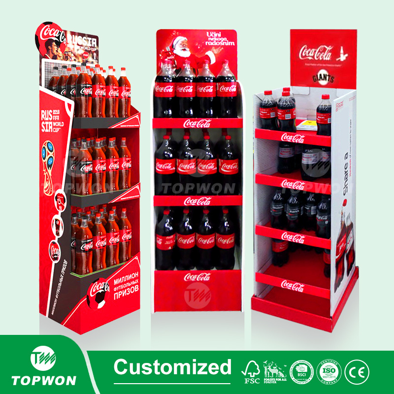 High Quality Supermarket Drink Display Stand Cardboard Pop Display Rack Fruit Juice Water Milk Wine Beer Display Stand