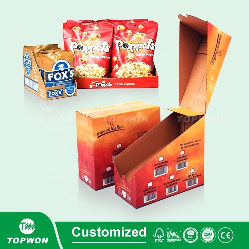 Custom Cardboard Candy Ship Boxes Display Tear Away Counter Retail Display Shipper Box Display Box Retail Advertising Stands