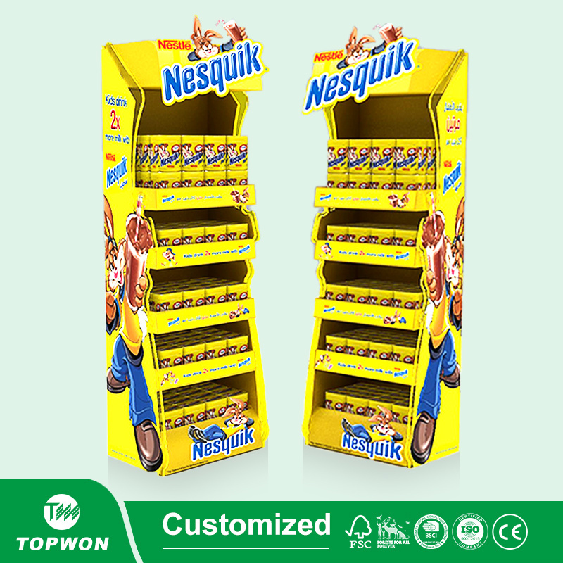 Custom Corrugated Paper Retail Shelving Cardboard Grocery Store Display Shelves For Supermarket