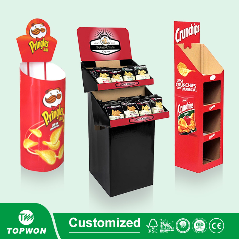 OEM Retail Printed Pop Cardboard Drinks Display Rack Carton Paper Corrugated Product POP Cardboard Floor Display Stands Shelf