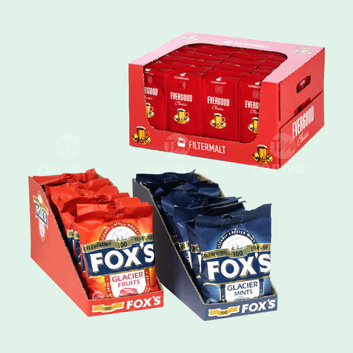 Custom Supermarket Retail Shelf Ready Packaging Cardboard Pdq Tear Away Display Box Food Snack Candy Display Box Packaging