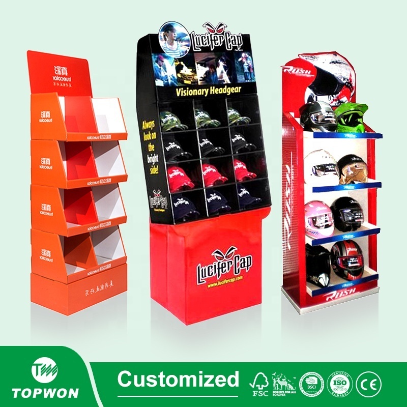 Newest Custom Logo Free Design Portable Paper Retail Store Display Stand Cardboard Hat Display Rack