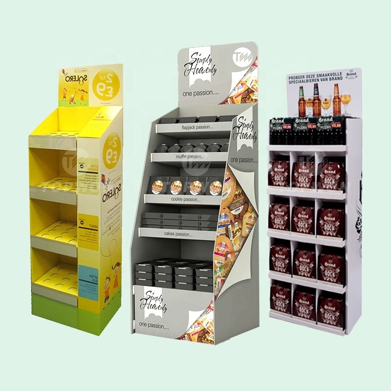 Custom Floor Pop Retail Display Stand Cardboard Supermarket Shelf Display Rack