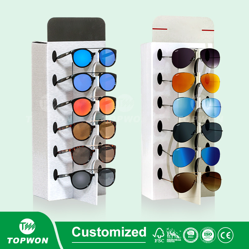 Cardboard Corrugated Sunglasses Floor Display Shelf Retail New Sunglasses Display Rack Stand