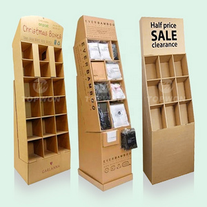 Custom Stationery Retail Cardboard Floor Display Stand Pop Up Kraft Paper Display Notebook Greeting Card Book Display Stand