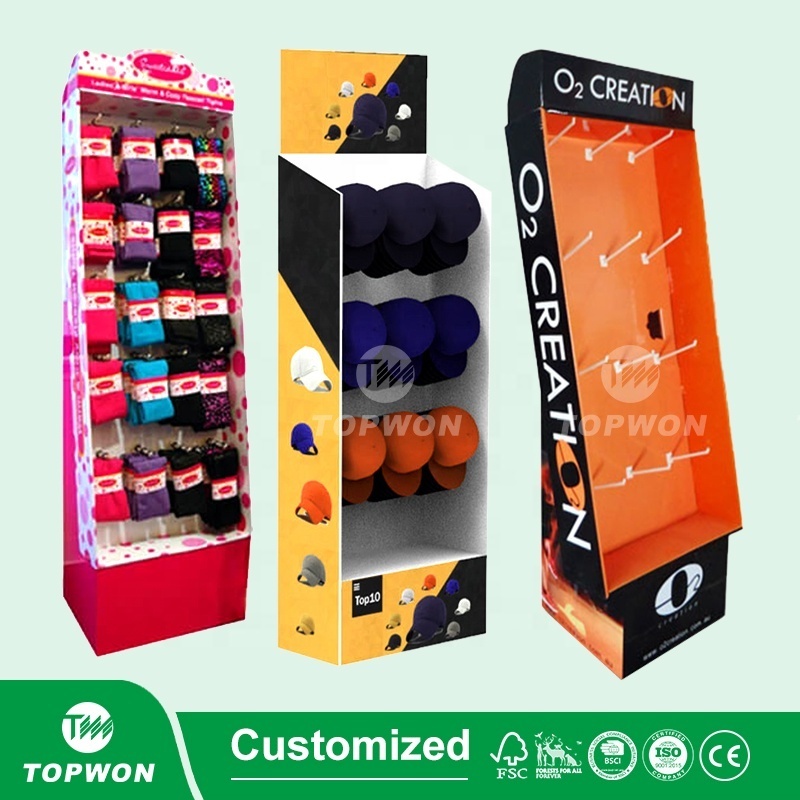 Newest Custom Logo Free Design Portable Paper Retail Store Display Stand Cardboard Hat Display Rack