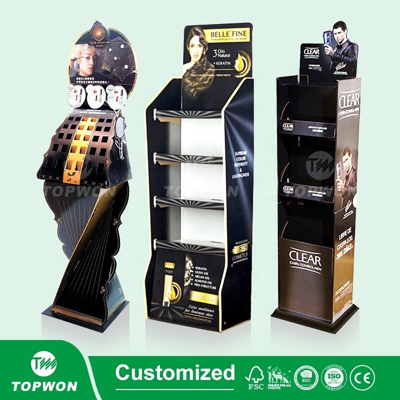 Retail Store Perfume Eyelash Lash Lipstick Makeup Paper Cardboard Display Rack Floor Stand Cosmetics  Cardboard Display Stand