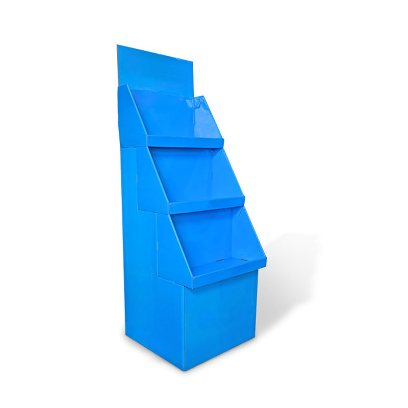 Point Of Sale Corrugated Step Display Shelf Adjustable Trays Presenting Cardboard Display Riser