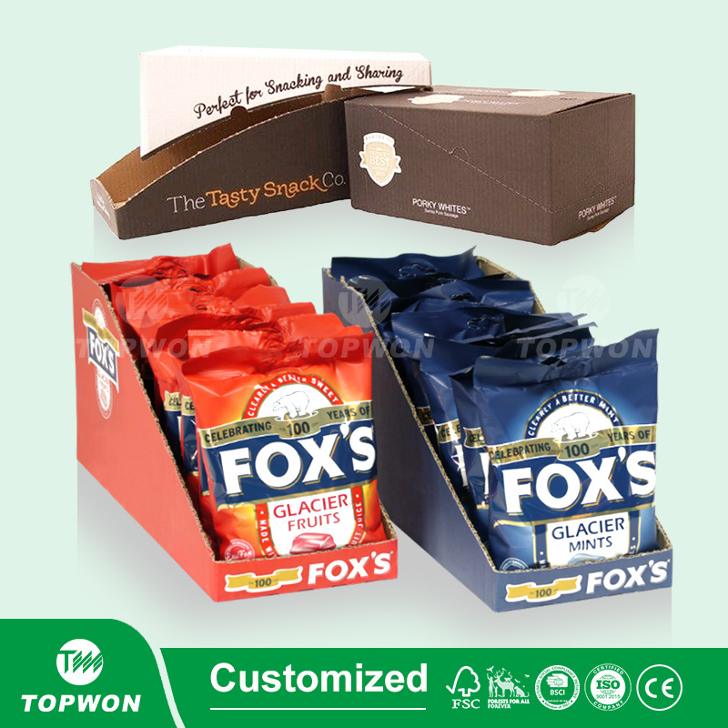 Foldable Corrugated  Paper Chewing Gum Oil Cigar Snack Food Cardboard Counter Display Box