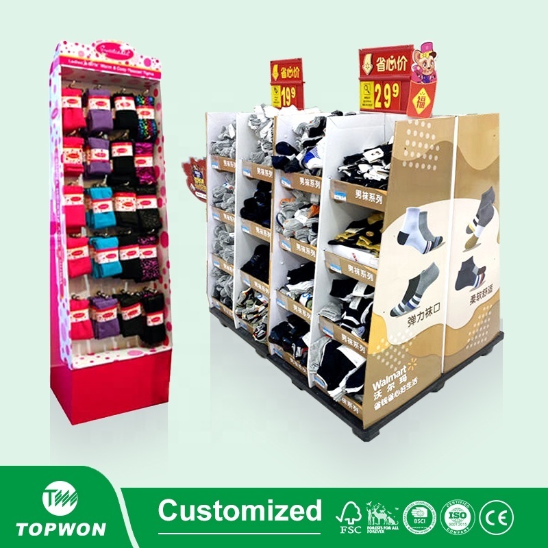 Custom Commercial Retail Sports Running Shoe Cardboard Display Shelf Stand Supermarket Shoes Storage Rack