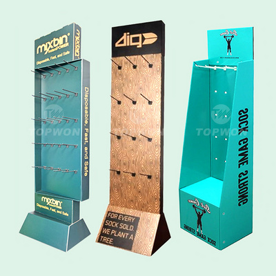 Custom Pegboard Retail Hanging Floor Hook Display Rack Cardboard Display Stand With Peg Hook