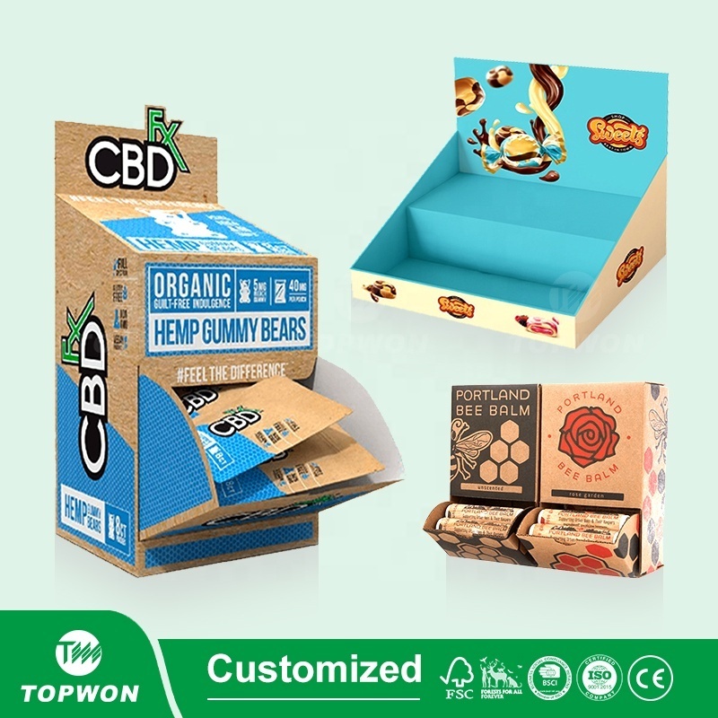 Supermarket Retail Pdq Display Box Cardboard Counter Top Display Box Chocolate Nuts Coffee Biscuit chewing gum Display Box