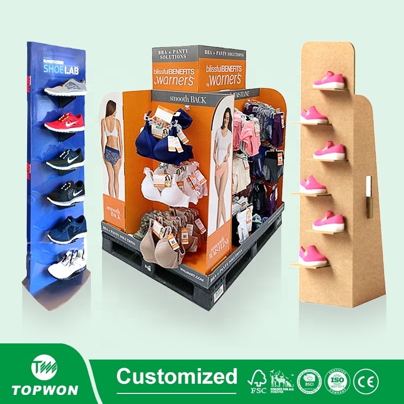 Custom Commercial Retail Sports Running Shoe Cardboard Display Shelf Stand Supermarket Shoes Storage Rack