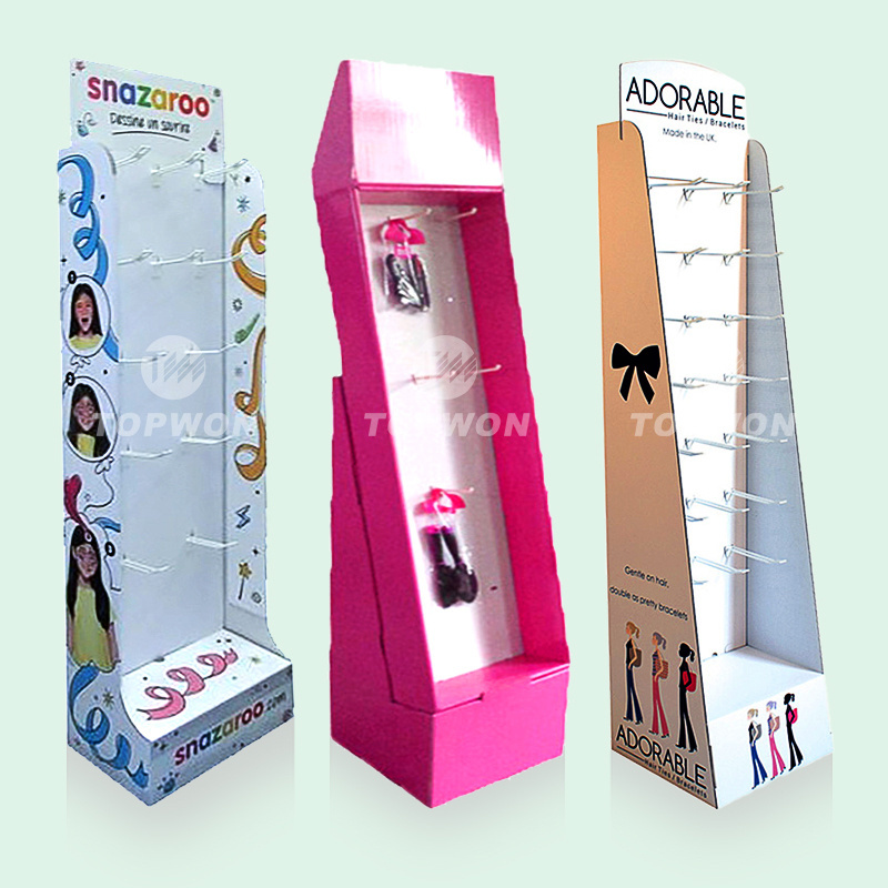 Custom Pegboard Retail Hanging Floor Hook Display Rack Cardboard Display Stand With Peg Hook