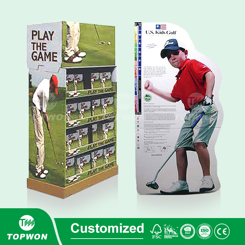 Floor Soccer Ball Football Display Stand Custom Cardboard Display Stand For Basketball